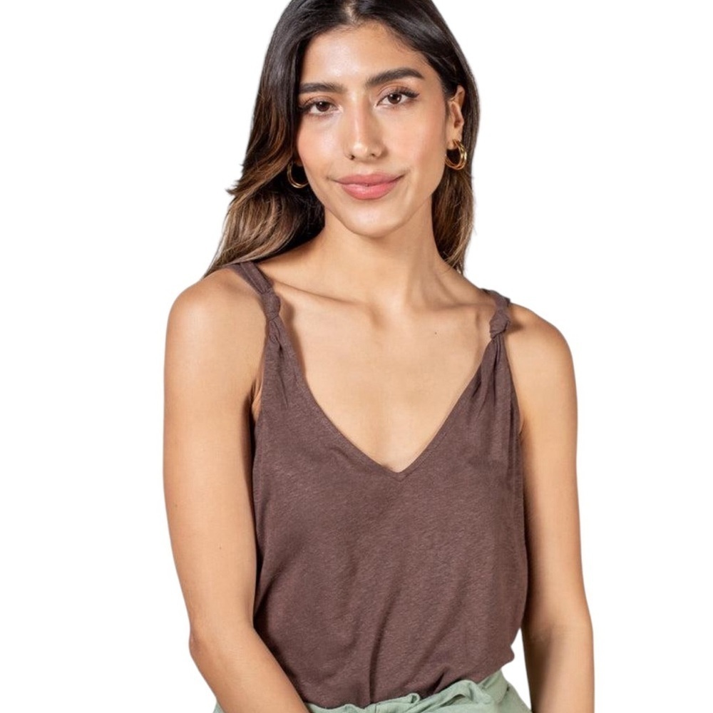 Sanctuary Knotted Strap Tank Top Brown
